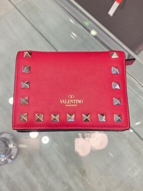 Valentino Garavani Rockstud Red Small wallet with Gift Box and Dust Bag $650